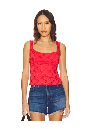 Free People Full Bloom Eyelet Cami in Red. Size S. Also in XL.