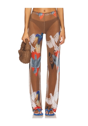 Juliet Johnstone Mesh Pant in Brown. Size XL/1X. Also in XS.