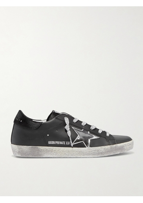 Golden Goose - Superstar Metallic Distressed Leather And Suede Sneakers - Black - IT35,IT36,IT37,IT38,IT39,IT40,IT41,IT42
