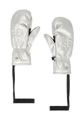 Goldbergh Charmer Mittens in Metallic Silver. Size 6.5. Also in 7, 7.5, 8.