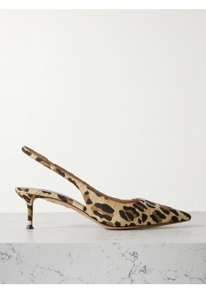 Aquazzura - New Purist 50 Leopard-print Raffia Slingback Pumps - Animal print - IT36,IT36.5,IT37,IT37.5,IT38,IT38.5,IT39,IT39.5,IT40,IT40.5,IT41,IT41.5,IT42