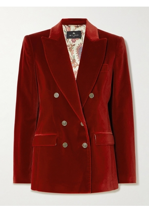 Etro - Double-breasted Cotton-blend Velvet Blazer - Burgundy - IT36,IT38,IT40,IT42,IT44,IT46,IT48,IT50