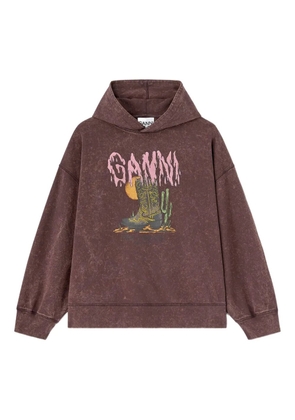 GANNI graphic-print hoodie - Brown