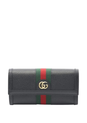 Gucci Pre-Owned 2016-2025 Leather Web Ophidia Wallet long wallets - Black