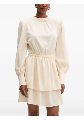 Silvian Heach gathered long-sleeve mini dress - Neutrals