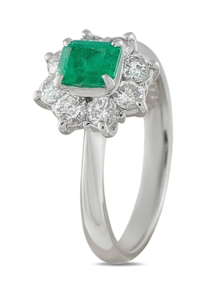LB Exclusive platinum diamond and emerald ring - Silver