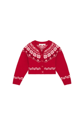 LoveShackFancy Kids Wrenna Cardigan in Red. Size 2. Also in 3, 4, 5, 6.