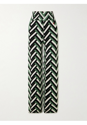Perfect Moment - Embroidered Wool Wide-leg Pants - Green - x small,small,medium,large