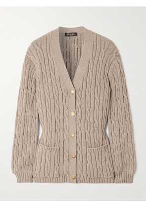 Loro Piana - Cable-knit Cashmere-blend Cardigan - Neutrals - x small,small,medium,large,x large