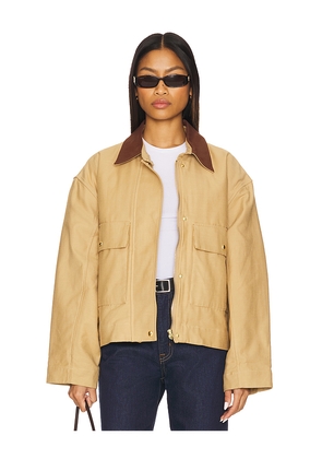 Rag & Bone Nonie 2-in-1 Cotton Twill Jacket in Beige. Size XL. Also in L.