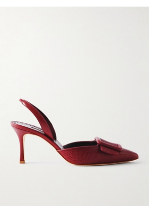 Manolo Blahnik - Mayslibi 70 Lizard-effect Leather Slingback Pumps - Red - IT35,IT36,IT36.5,IT37,IT37.5,IT38,IT38.5,IT39,IT39.5,IT40,IT40.5,IT41,IT41.5,IT42,IT43