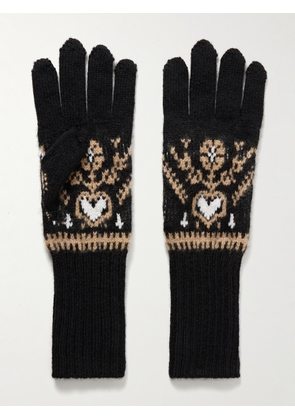 KHAITE - Domini Fair Isle Cashmere Gloves - Black - One size