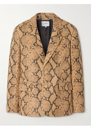 FRAME - Snake-effect Leather Blazer - Neutrals - x small,small,medium,large