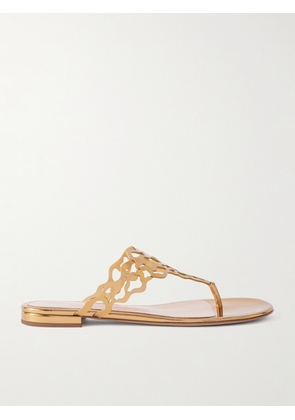 Gianvito Rossi - Laser-cut Mirrored-leather Sandals - Gold - IT36,IT36.5,IT37,IT37.5,IT38,IT38.5,IT39,IT39.5,IT40,IT40.5,IT41,IT41.5,IT42