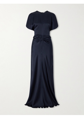 Victoria Beckham - Ruched Satin Maxi Dress - Blue - UK 4,UK 6,UK 8,UK 10,UK 12,UK 14,UK 16