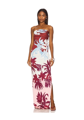 ROCOCO SAND Off Shoulder Ruched Maxi Dress in Burgundy,White. Size S. Also in M.