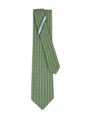 Ferragamo gancini-print silk tie - Green