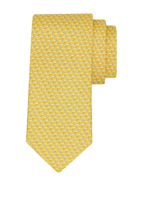 Ferragamo dachshund print silk tie - Yellow
