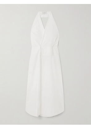 ST. AGNI - Cotton-blend Poplin Halterneck Wrap Maxi Dress - White - xx small,x small,small,medium,large,x large