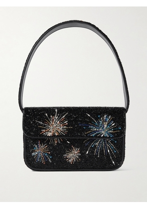 STAUD - Tommy Bead-embellished Satin Shoulder Bag - Black - One size