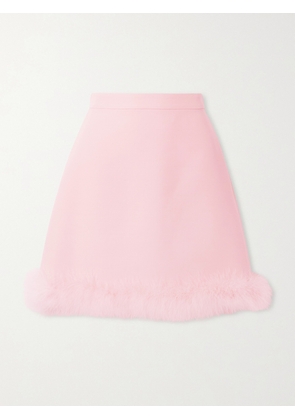 Valentino Garavani - Feather-trimmed Wool And Silk-blend Crepe Mini Skirt - Pink - IT36,IT38,IT40,IT42,IT44,IT46