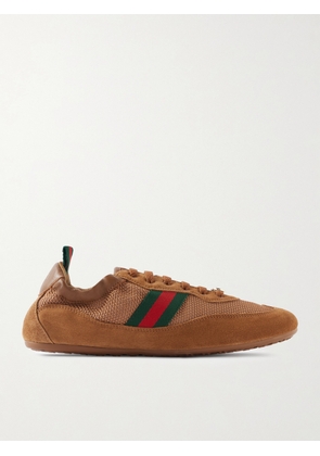 Gucci - Shift Webbing And Leather-trimmed Mesh And Suede Sneakers - Brown - IT41,IT36.5,IT39,IT38.5,IT37,IT37.5,IT40.5,IT36,IT38,IT39.5,IT40