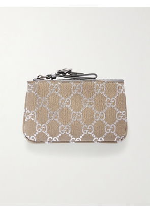 Gucci - Gg Emblem Printed Textured-leather Wallet - Silver - One size