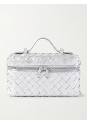 Bottega Veneta - Bang Bang Vanity Intrecciato Distressed Metallic Leather Shoulder Bag - Silver - One size