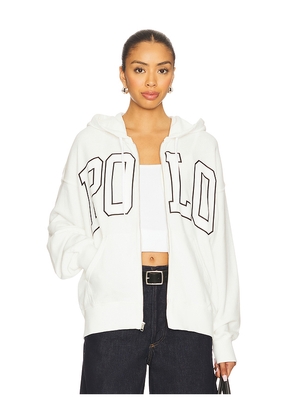 Polo Ralph Lauren Logo Lightweight Fleece Full-Zip Hoodie in White. Size S. Also in M, XS.