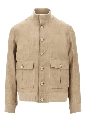 Emporio Armani linen bomber jacket - Neutrals