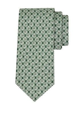 Ferragamo square print silk tie - Green