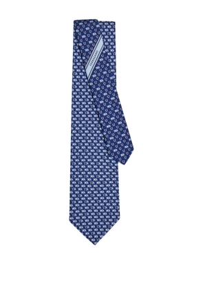 Ferragamo elephant gancini print tie - Blue