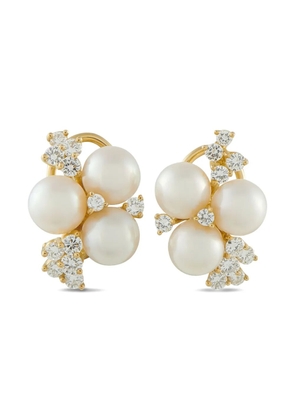 LB Exclusive 18K yellow gold diamond and pearl earrings