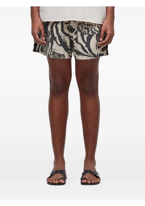 Osklen drawstring tiger-print shorts - Neutrals