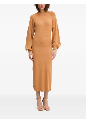 Silvian Heach ribbed balloon-sleeve midi dress - Neutrals