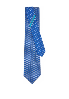 Ferragamo terrier-print silk tie - Blue