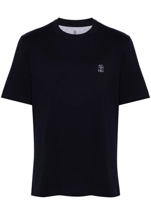 Brunello Cucinelli logo-print cotton T-shirt - Blue