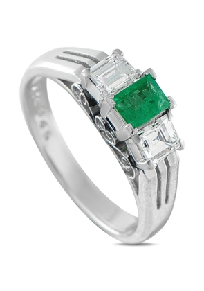 LB Exclusive platinum diamond and emerald ring - Silver