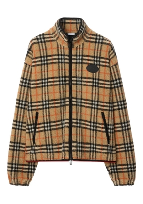 Burberry check funnel-neck fleece jacket - Neutrals