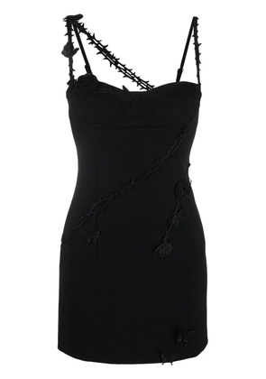 Blumarine rose appliqué minidress - Black