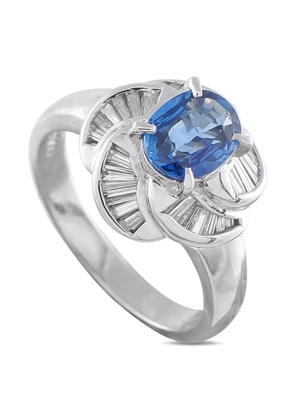 LB Exclusive platinum diamond and sapphire halo ring - Silver