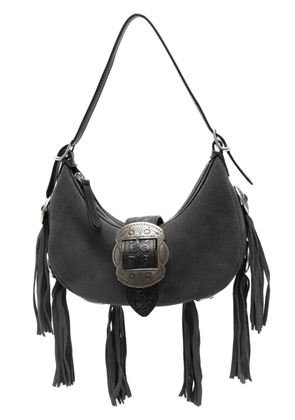 Htc Los Angeles Sheryl suede fringed buckle-detail shoulder bag - Grey