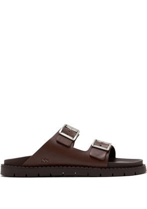 Forsa Curtis buckle leather slides - Brown