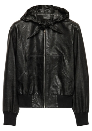 Prada hooded leather jacket - Black