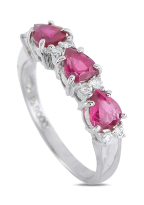 LB Exclusive platinum diamond and ruby ring - Silver