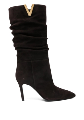 Via Roma 15 85mm ruched suede boots - Brown