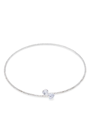 HZMER JEWELLERY heart-charm crystal-embellished necklace - Silver