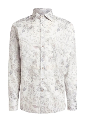 ETRO flora fauna motif cotton satin shirt - White