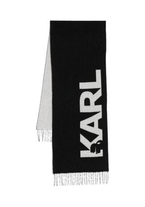 Karl Lagerfeld logo-detail fringe scarf - Black