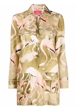 F.R.S For Restless Sleepers flamingo print shirt dress - Green